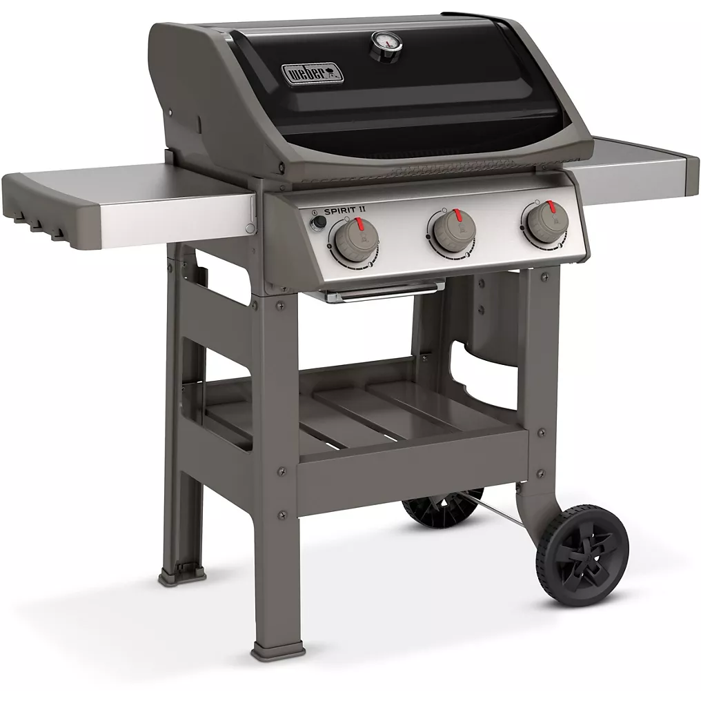 Gasgrill WEBER Spirit II E-310 Schwarz – Grill und Plancha, 3 Brenner auf Wagen, 60×44 cm