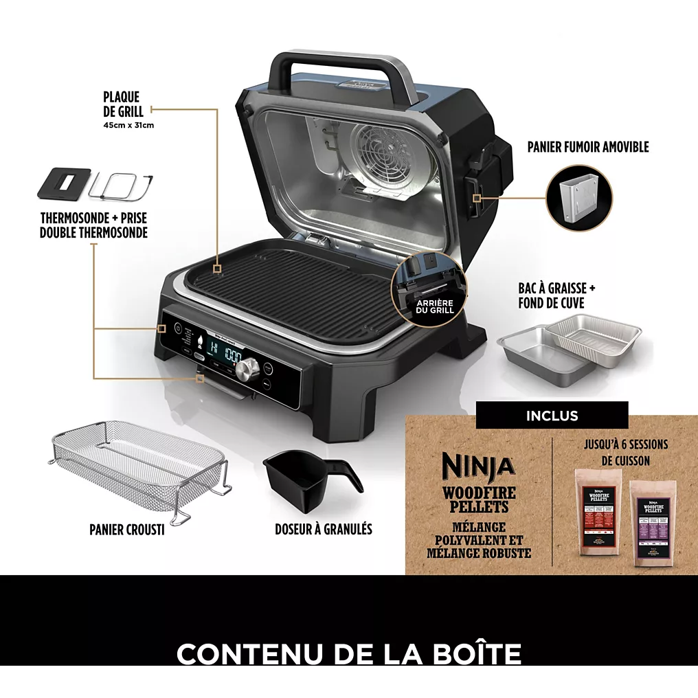 Elektrogrill NINJA OG901EU Woodfire Pro Connect – Tischgerät, 44,5×26,5 cm – Bild 5