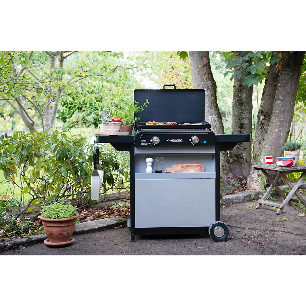 Gas-Plancha CAMPINGAZ BLUE FLAME EXLD 2 Brenner auf Wagen, 60×40 cm – Bild 4