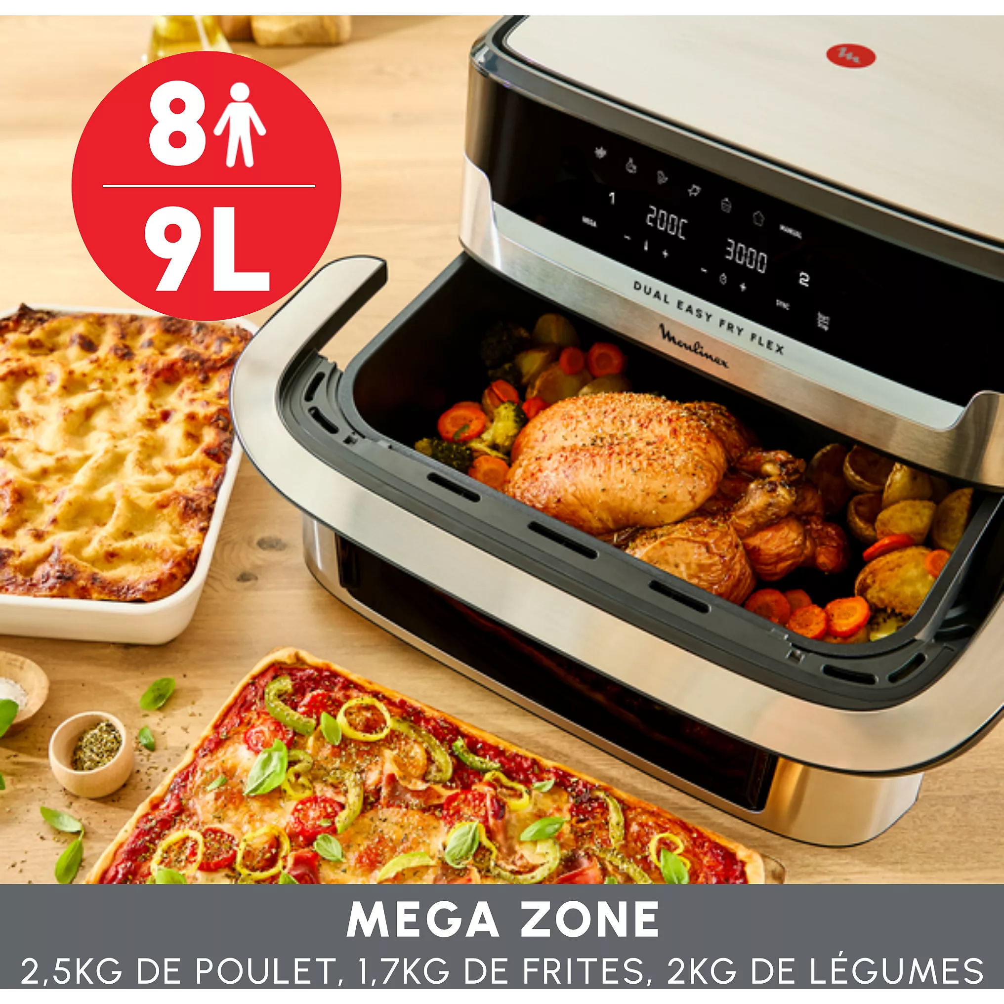 Heißluftfritteuse MOULINEX Easy Fry Dual Flex EZ922DF0 – Bild 3