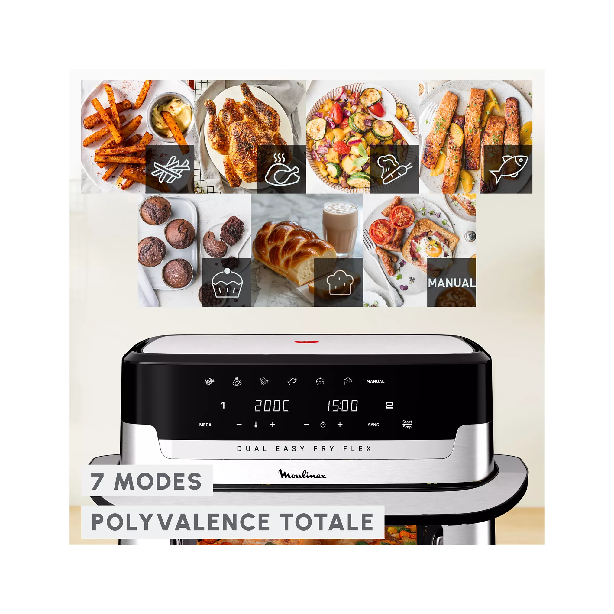 Heißluftfritteuse MOULINEX Easy Fry Dual Flex EZ922DF0 – Bild 2