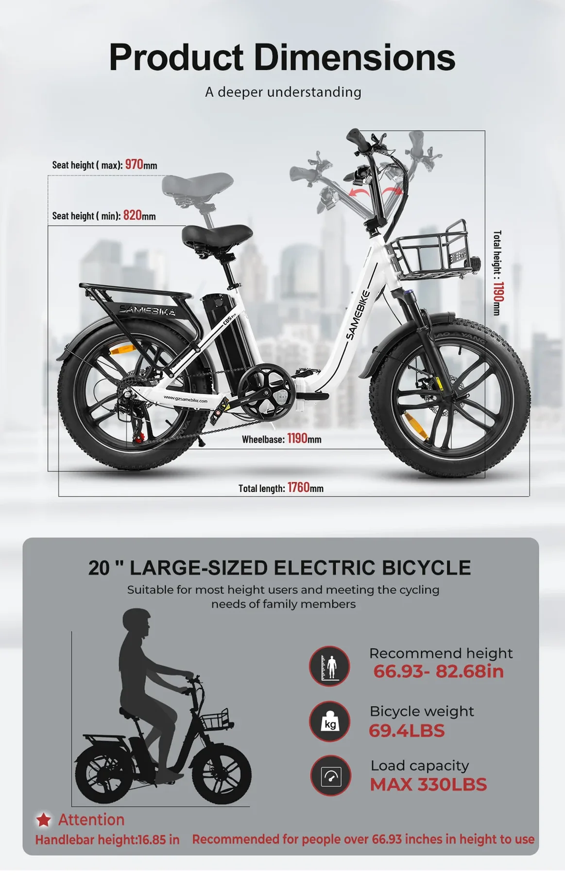 Klapp-E-Bike SAMEBIKE C05 Pro – Bild 10