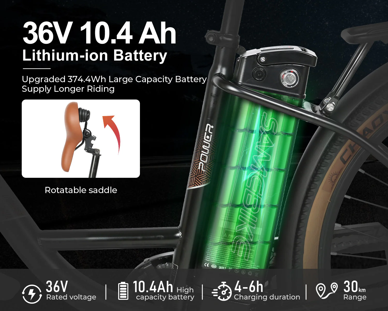 E-Bike SAMEBIKE TDE10Z 350W Motor – Bild 3